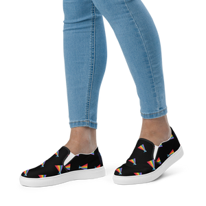 Our PRIDE Women’s Slip-On Canvas Shoes (Black Background)